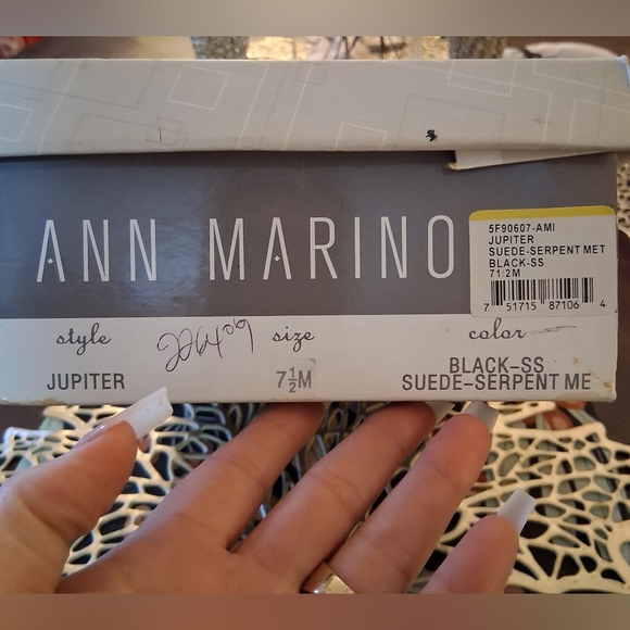 Ann Marino Fine Leather Suede Black And Grey Cobra Cutout Stilettos Size 7.5 - Picture 6 of 8